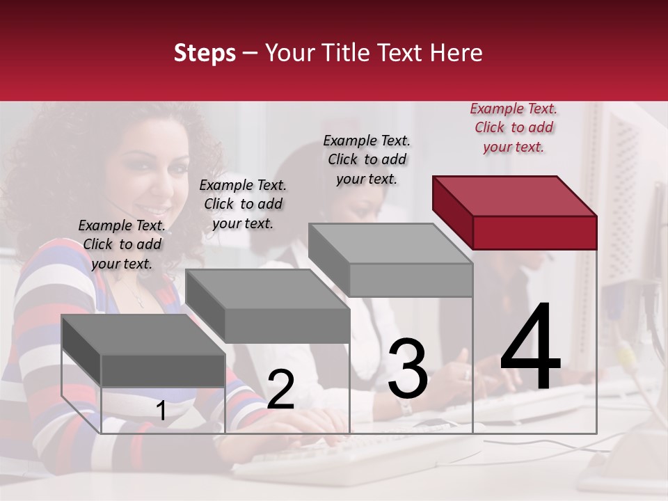 A Woman Sitting In Front Of A Computer With A Headset On PowerPoint Template