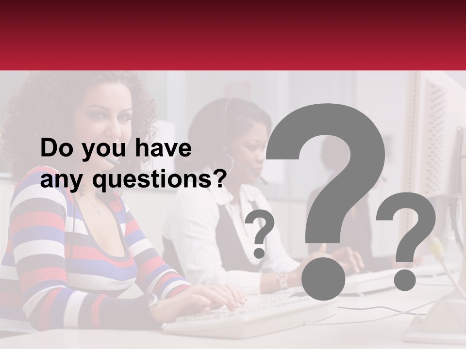 A Woman Sitting In Front Of A Computer With A Headset On PowerPoint Template