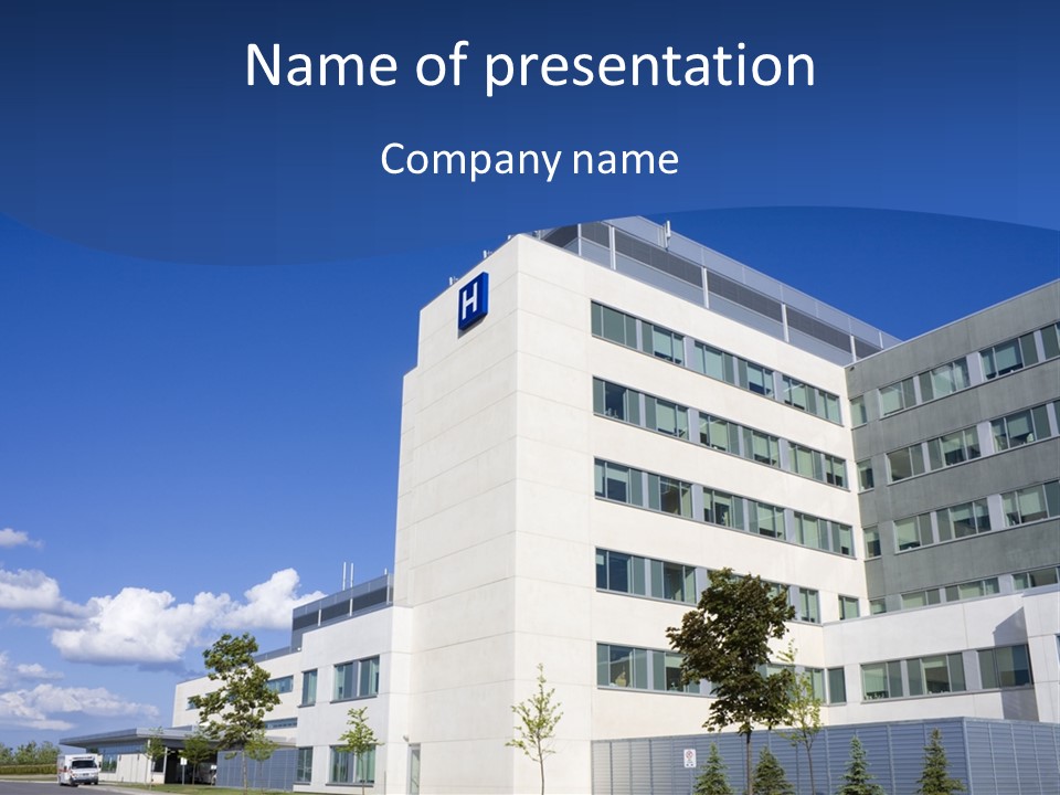 A White Building With A Blue Sky In The Background PowerPoint Template