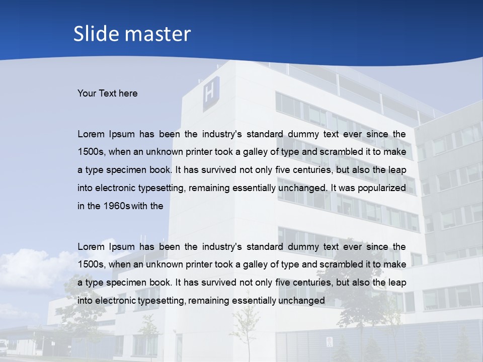 A White Building With A Blue Sky In The Background PowerPoint Template