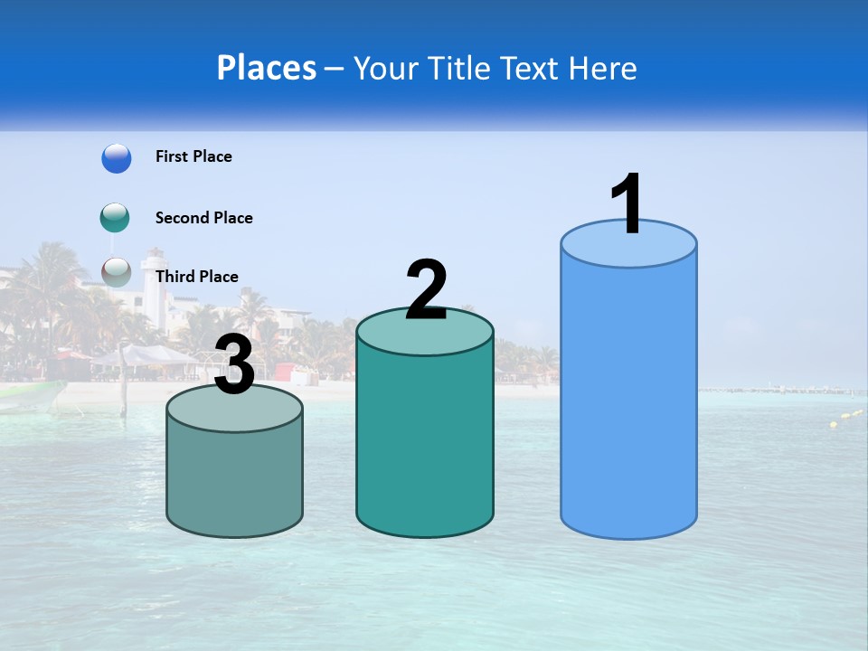 A Beach With Palm Trees And A Lighthouse In The Background PowerPoint Template