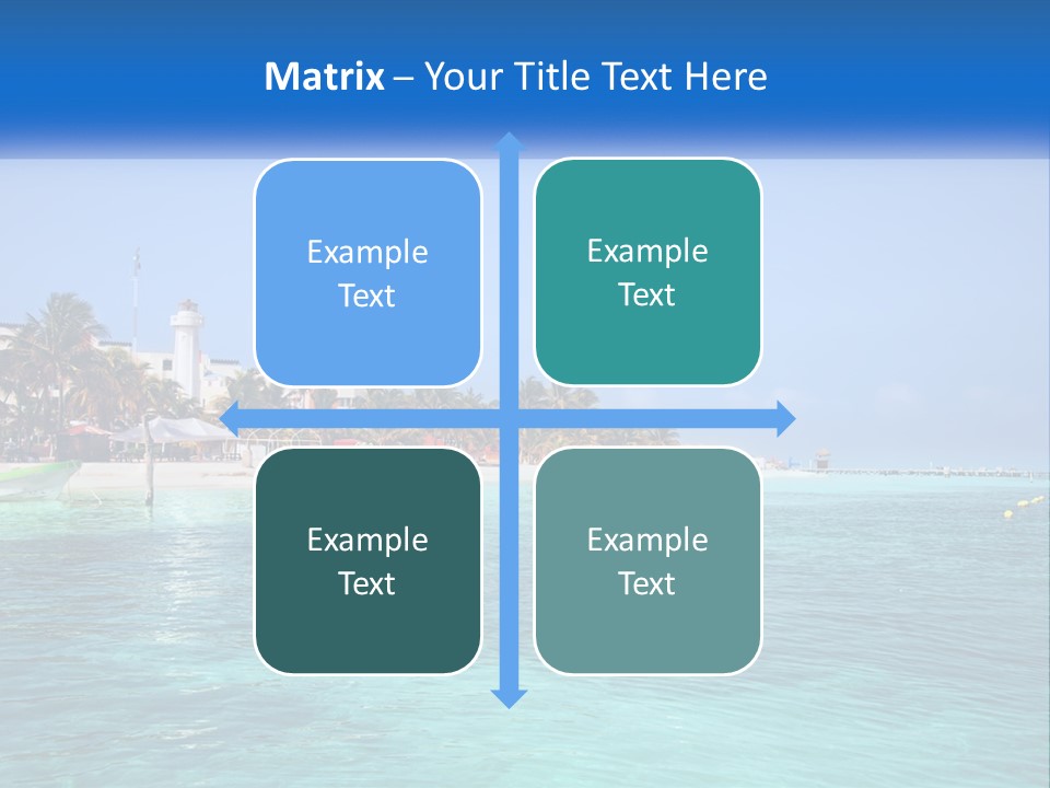 A Beach With Palm Trees And A Lighthouse In The Background PowerPoint Template