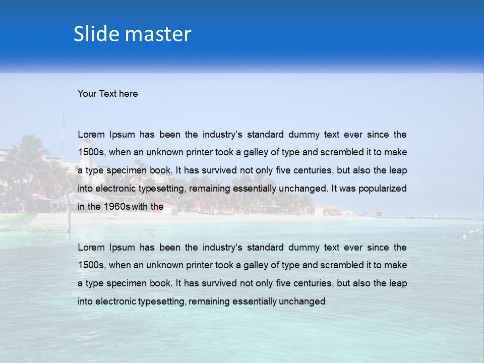 A Beach With Palm Trees And A Lighthouse In The Background PowerPoint Template