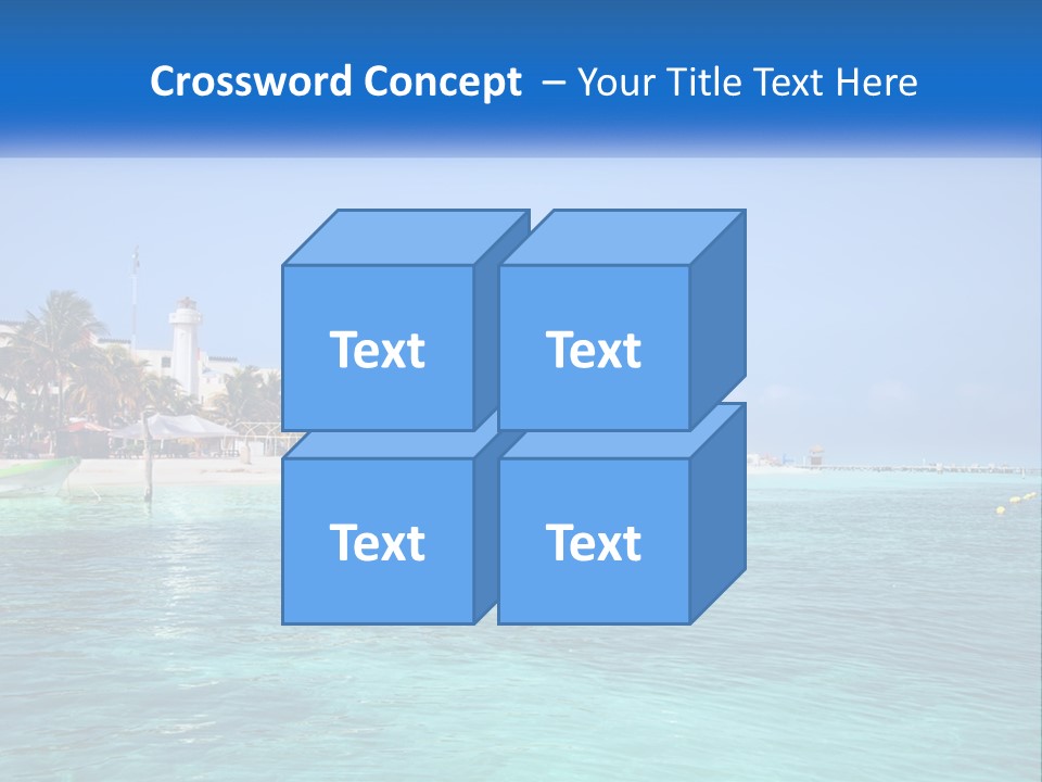 A Beach With Palm Trees And A Lighthouse In The Background PowerPoint Template