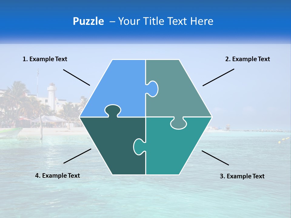 A Beach With Palm Trees And A Lighthouse In The Background PowerPoint Template