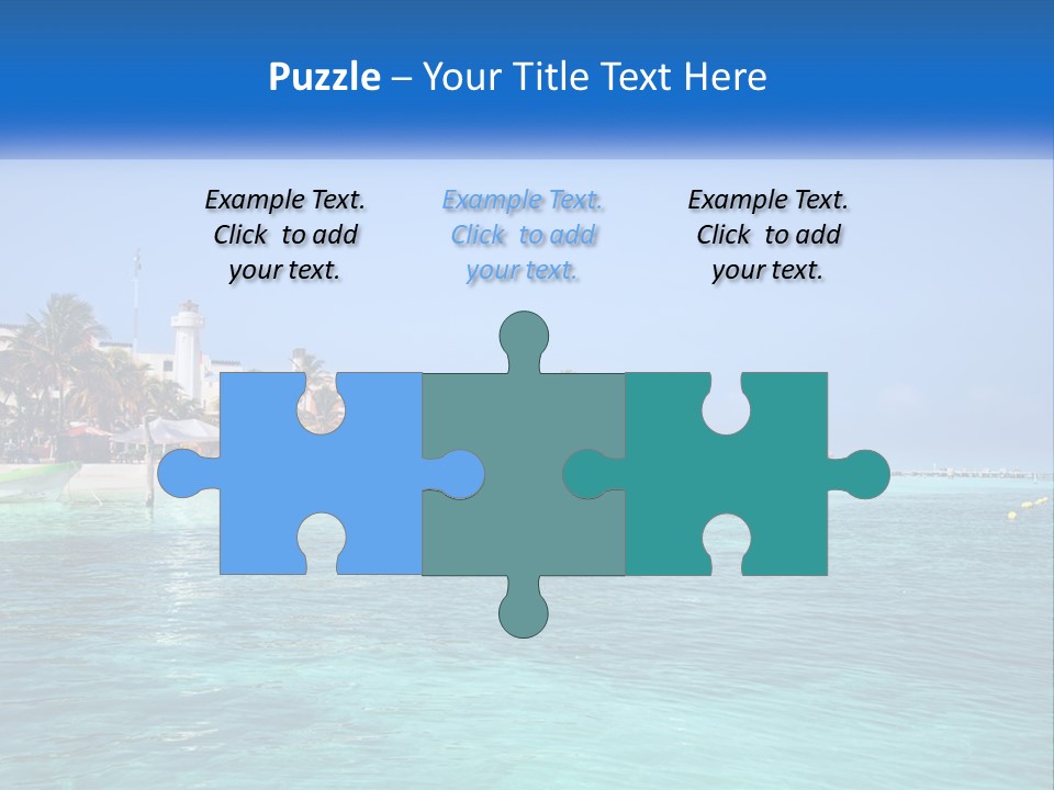 A Beach With Palm Trees And A Lighthouse In The Background PowerPoint Template