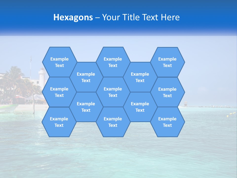 A Beach With Palm Trees And A Lighthouse In The Background PowerPoint Template