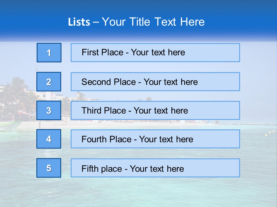 A Beach With Palm Trees And A Lighthouse In The Background PowerPoint Template