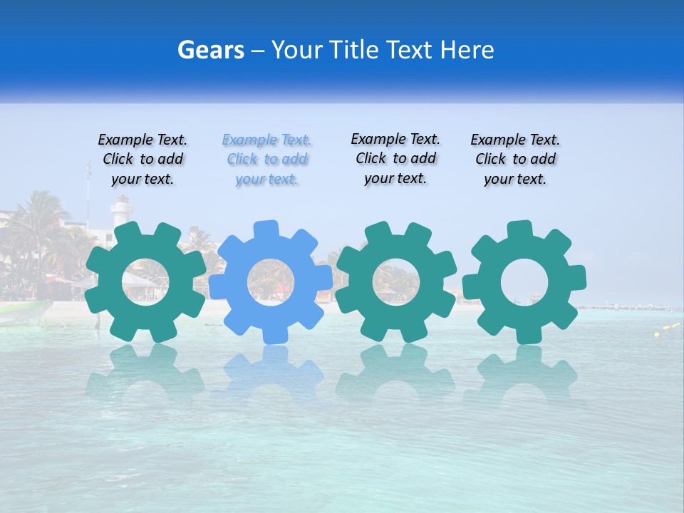 A Beach With Palm Trees And A Lighthouse In The Background PowerPoint Template