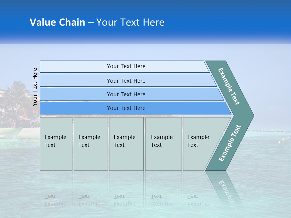 A Beach With Palm Trees And A Lighthouse In The Background PowerPoint Template