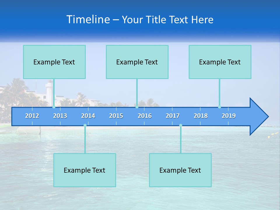 A Beach With Palm Trees And A Lighthouse In The Background PowerPoint Template