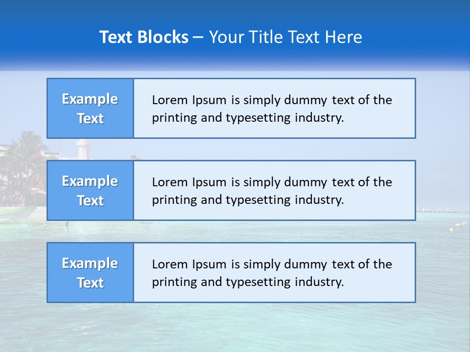 A Beach With Palm Trees And A Lighthouse In The Background PowerPoint Template