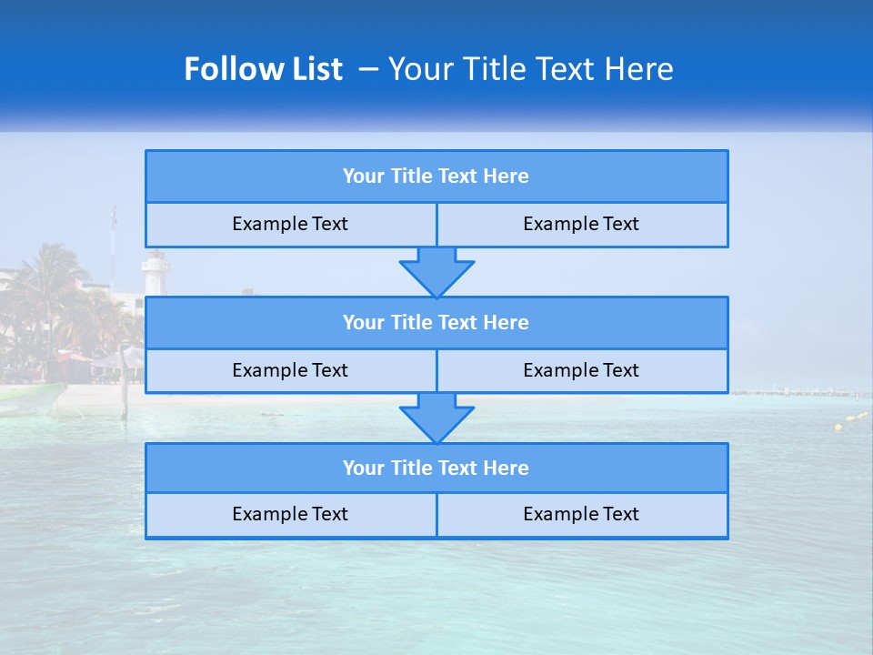A Beach With Palm Trees And A Lighthouse In The Background PowerPoint Template