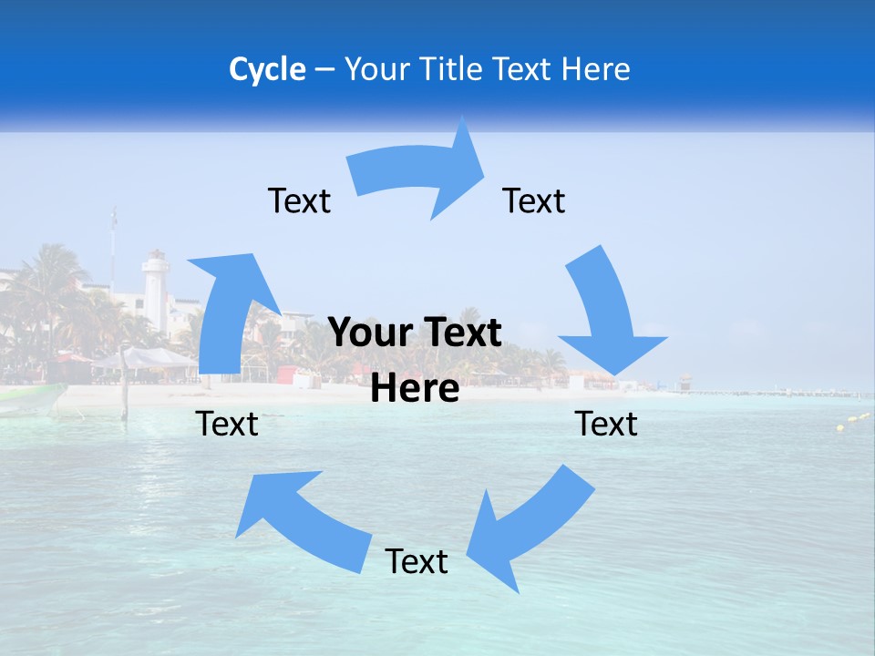 A Beach With Palm Trees And A Lighthouse In The Background PowerPoint Template