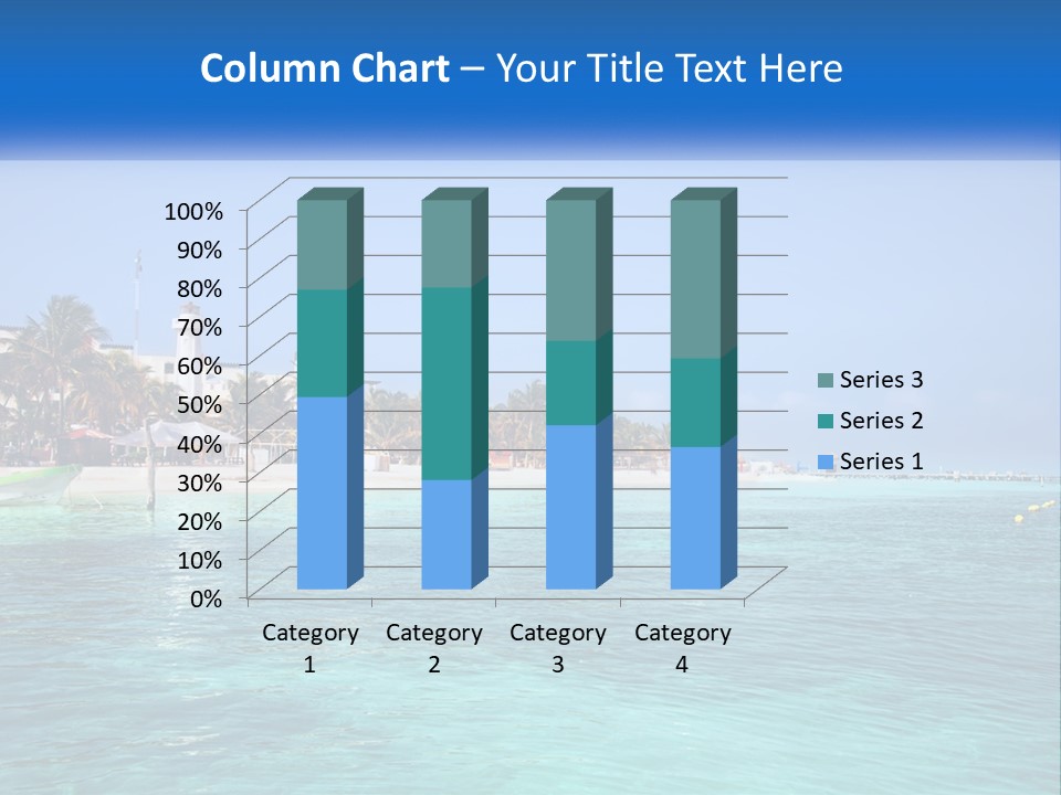 A Beach With Palm Trees And A Lighthouse In The Background PowerPoint Template