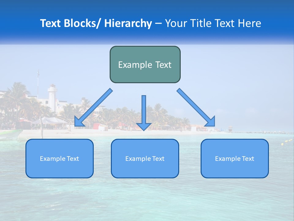 A Beach With Palm Trees And A Lighthouse In The Background PowerPoint Template