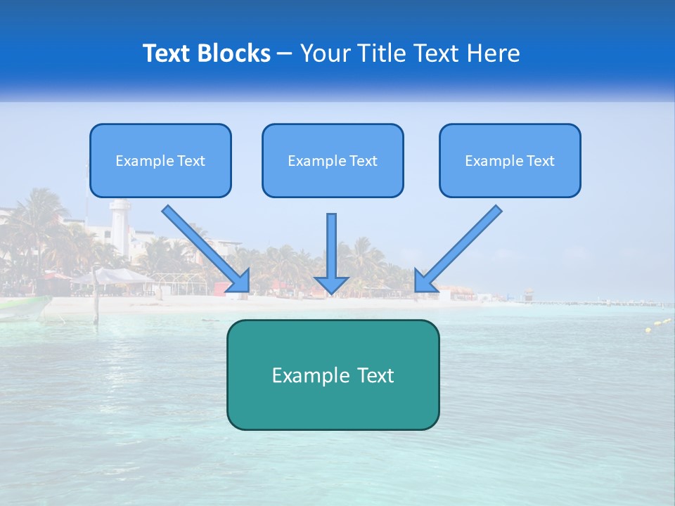 A Beach With Palm Trees And A Lighthouse In The Background PowerPoint Template