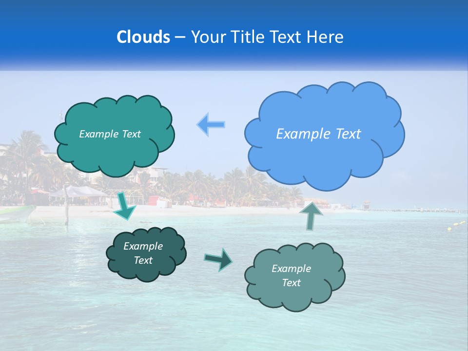 A Beach With Palm Trees And A Lighthouse In The Background PowerPoint Template