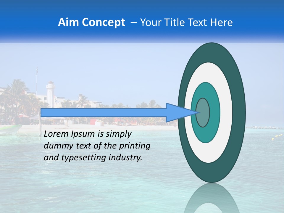 A Beach With Palm Trees And A Lighthouse In The Background PowerPoint Template