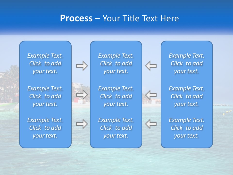 A Beach With Palm Trees And A Lighthouse In The Background PowerPoint Template