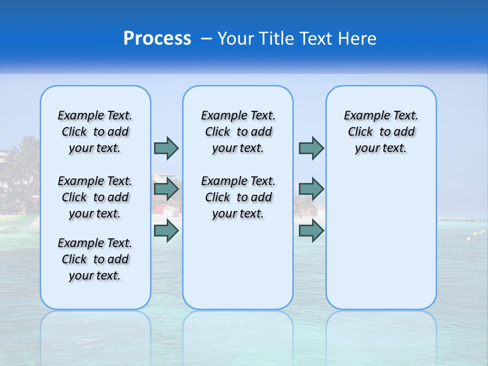 A Beach With Palm Trees And A Lighthouse In The Background PowerPoint Template
