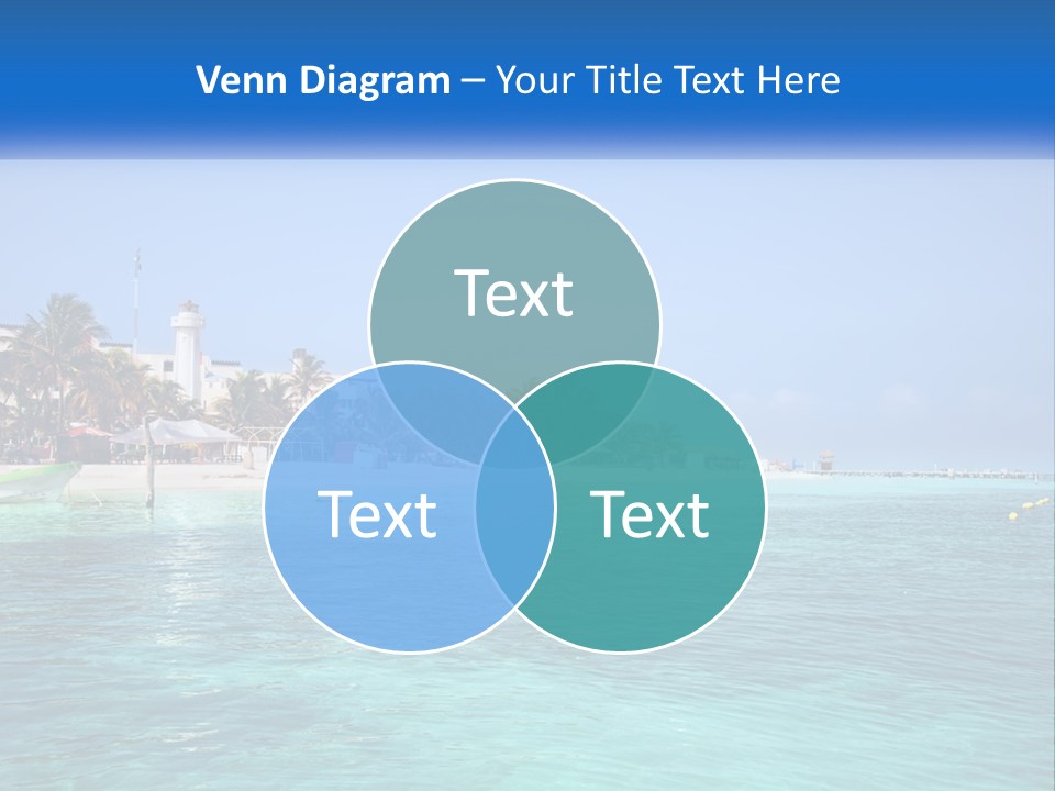 A Beach With Palm Trees And A Lighthouse In The Background PowerPoint Template