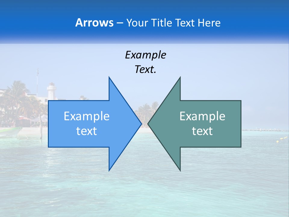 A Beach With Palm Trees And A Lighthouse In The Background PowerPoint Template