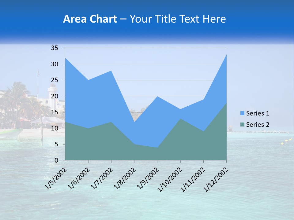 A Beach With Palm Trees And A Lighthouse In The Background PowerPoint Template