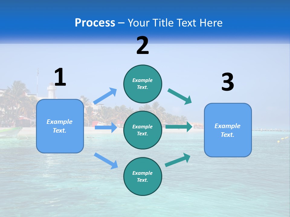 A Beach With Palm Trees And A Lighthouse In The Background PowerPoint Template