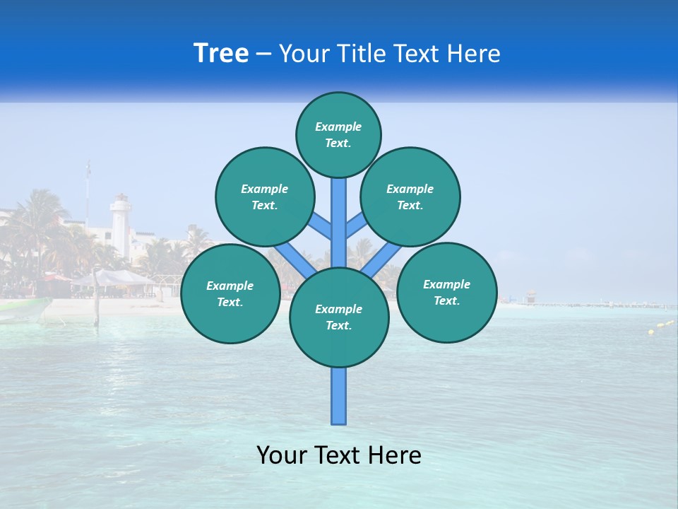A Beach With Palm Trees And A Lighthouse In The Background PowerPoint Template
