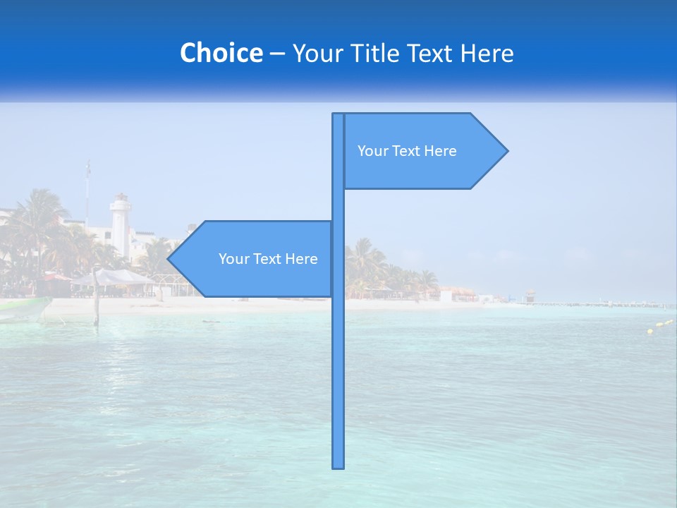 A Beach With Palm Trees And A Lighthouse In The Background PowerPoint Template