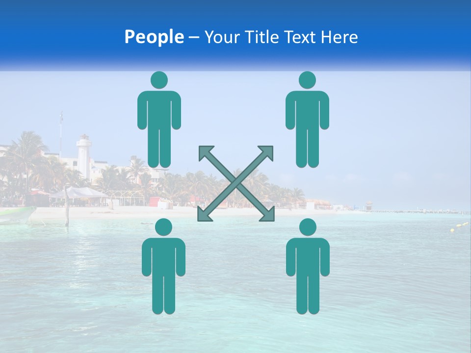 A Beach With Palm Trees And A Lighthouse In The Background PowerPoint Template