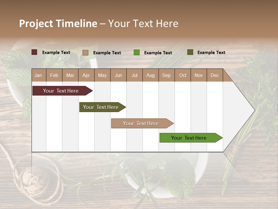 Herbs In Bowls On A Wooden Table Powerpoint Template PowerPoint Template
