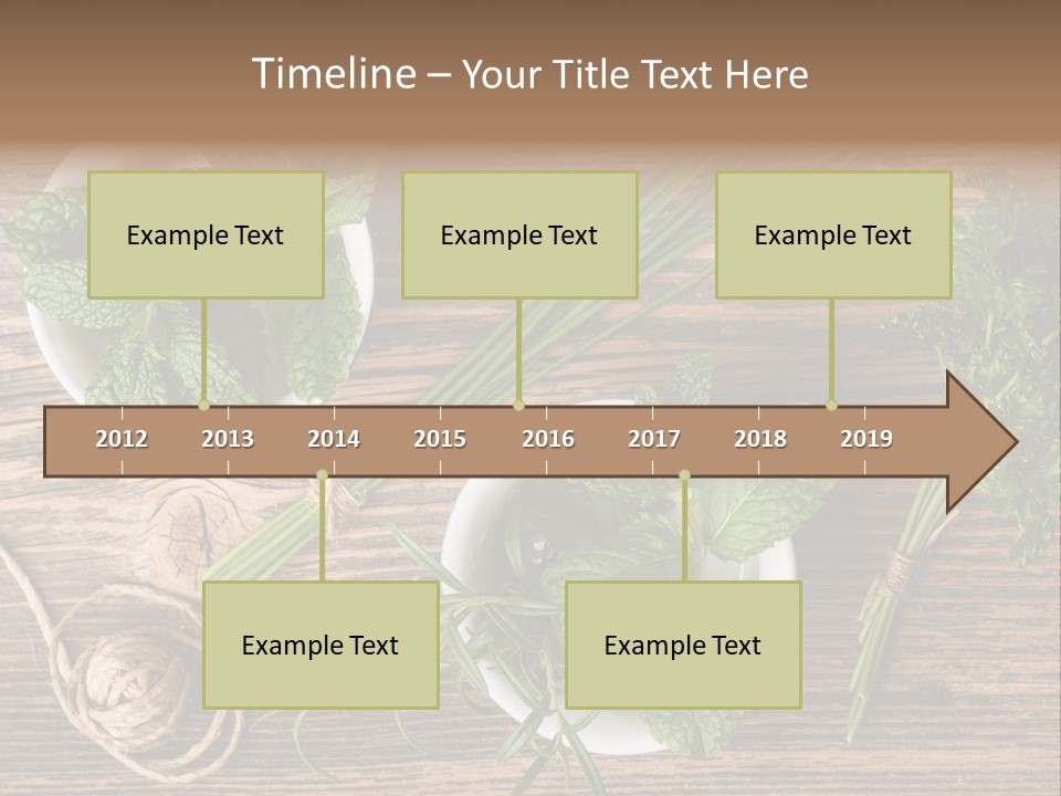 Herbs In Bowls On A Wooden Table Powerpoint Template PowerPoint Template