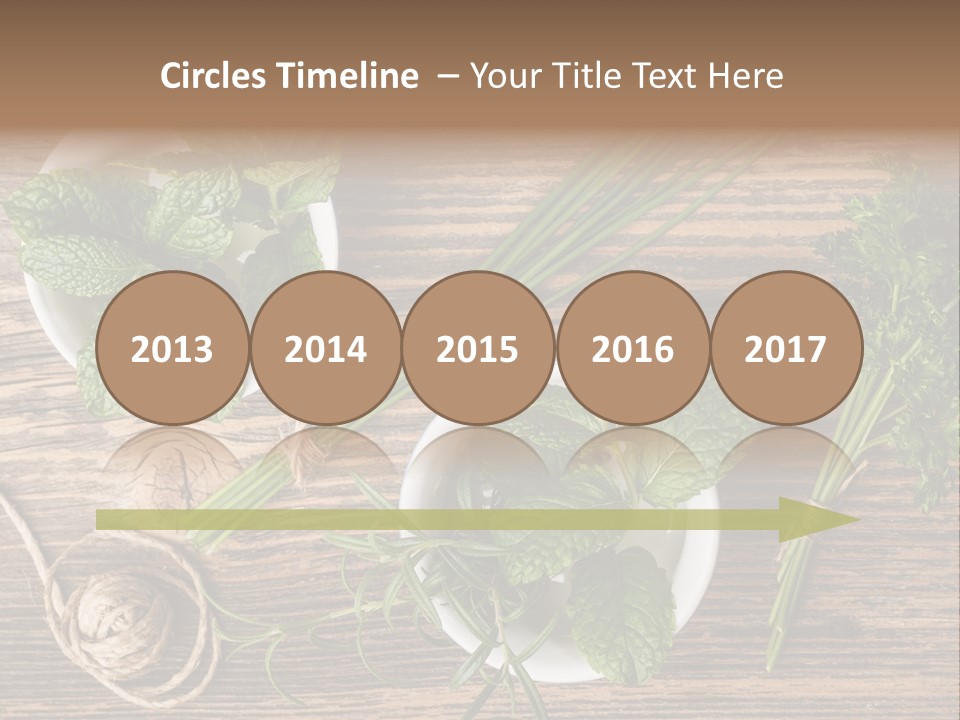 Herbs In Bowls On A Wooden Table Powerpoint Template PowerPoint Template