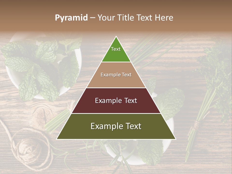 Herbs In Bowls On A Wooden Table Powerpoint Template PowerPoint Template