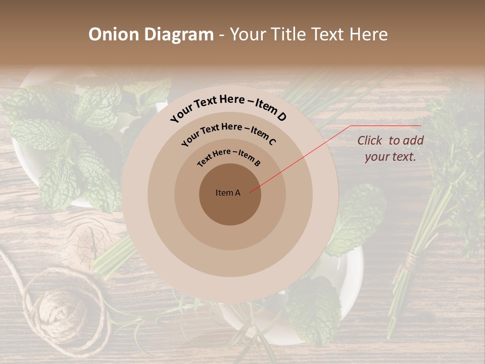Herbs In Bowls On A Wooden Table Powerpoint Template PowerPoint Template