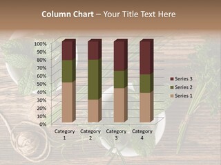 Herbs In Bowls On A Wooden Table Powerpoint Template PowerPoint Template
