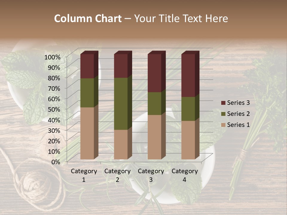 Herbs In Bowls On A Wooden Table Powerpoint Template PowerPoint Template