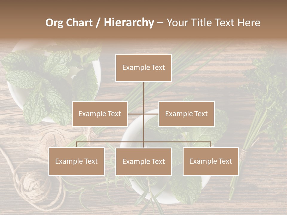 Herbs In Bowls On A Wooden Table Powerpoint Template PowerPoint Template