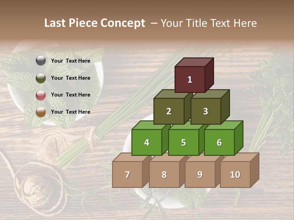 Herbs In Bowls On A Wooden Table Powerpoint Template PowerPoint Template