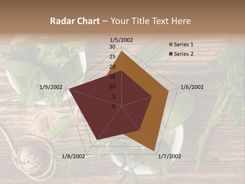 Herbs In Bowls On A Wooden Table Powerpoint Template PowerPoint Template
