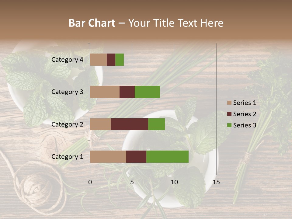 Herbs In Bowls On A Wooden Table Powerpoint Template PowerPoint Template