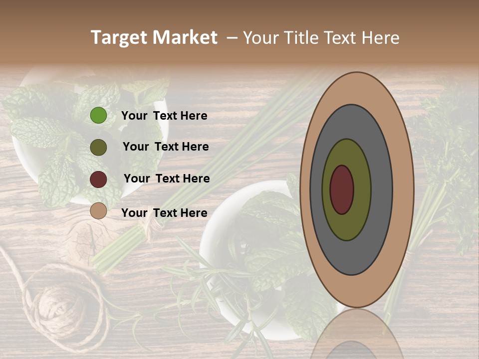 Herbs In Bowls On A Wooden Table Powerpoint Template PowerPoint Template