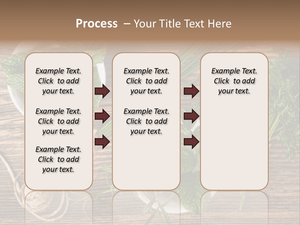 Herbs In Bowls On A Wooden Table Powerpoint Template PowerPoint Template