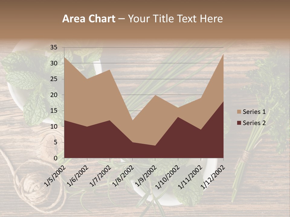 Herbs In Bowls On A Wooden Table Powerpoint Template PowerPoint Template