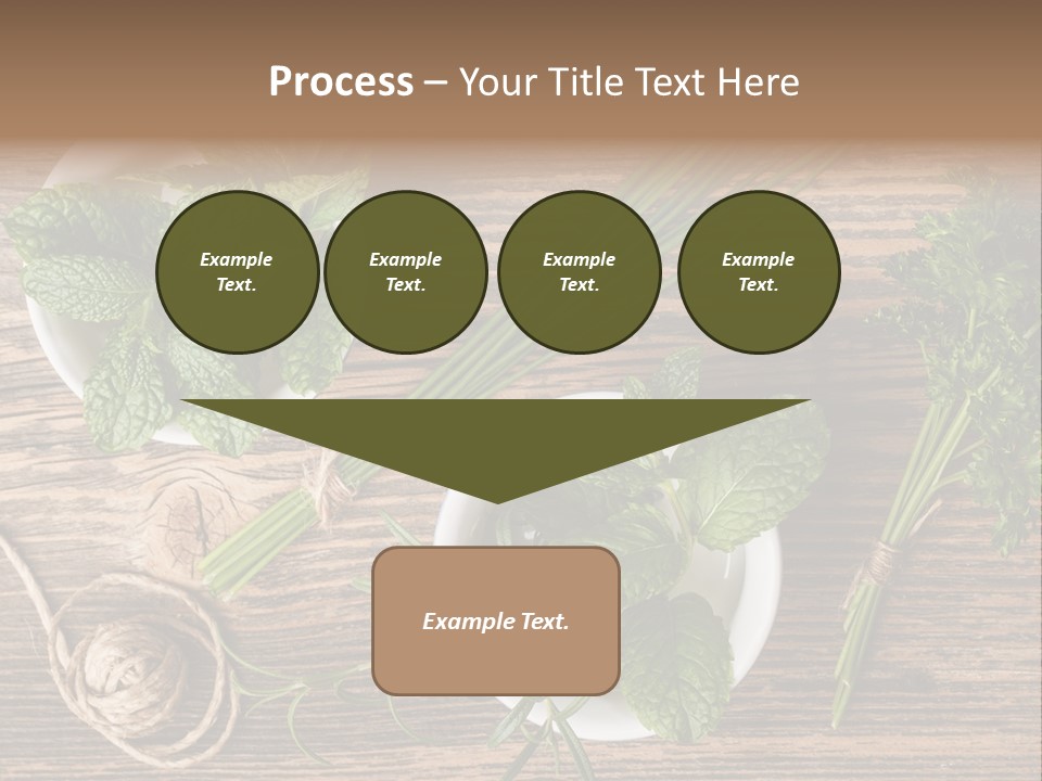 Herbs In Bowls On A Wooden Table Powerpoint Template PowerPoint Template
