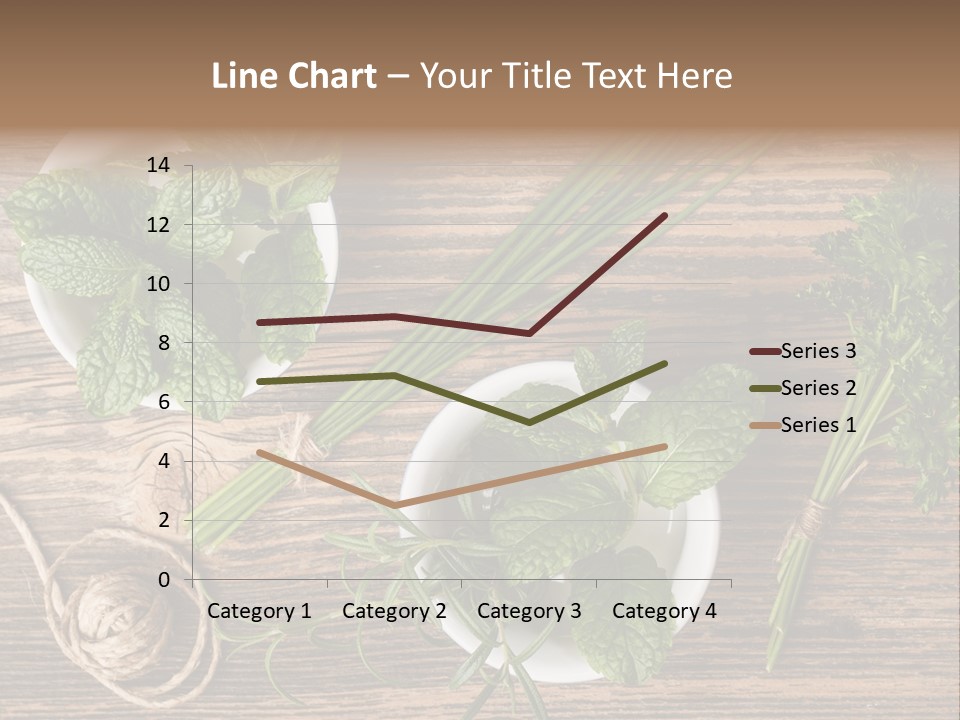 Herbs In Bowls On A Wooden Table Powerpoint Template PowerPoint Template