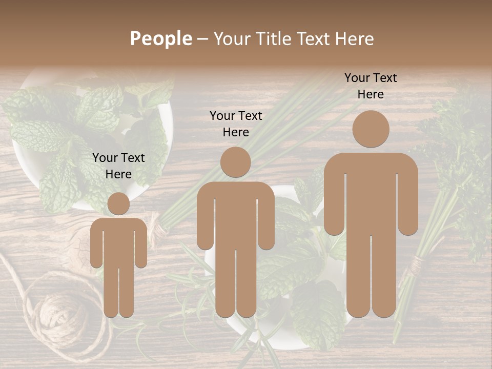 Herbs In Bowls On A Wooden Table Powerpoint Template PowerPoint Template