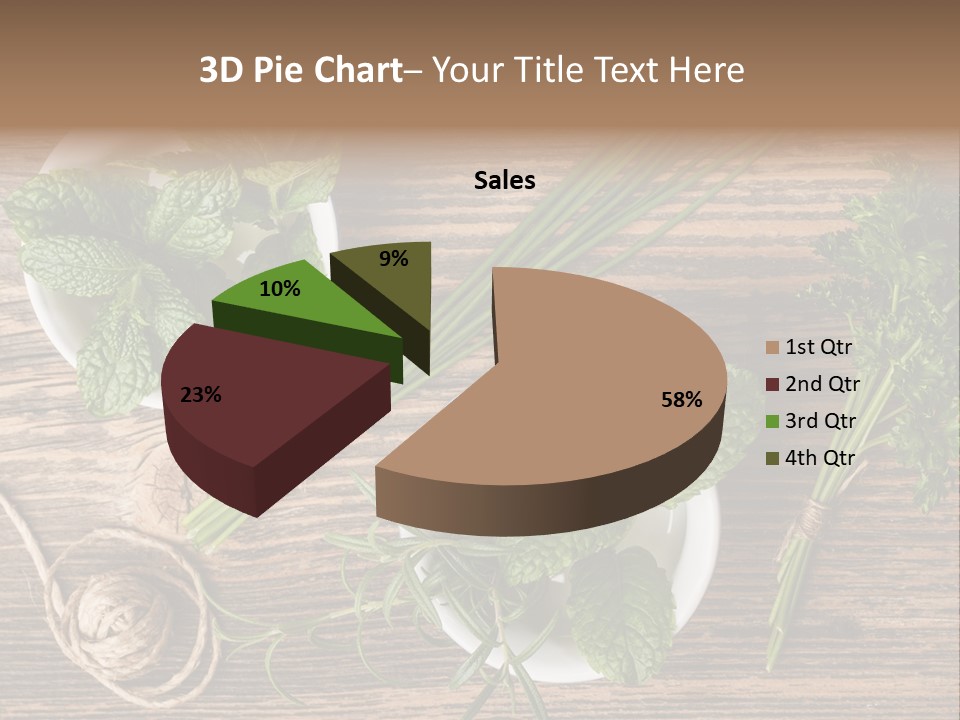 Herbs In Bowls On A Wooden Table Powerpoint Template PowerPoint Template